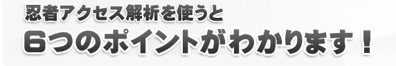 忍者アクセス解析を使うと６つのポイントがわかります！